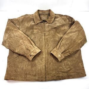 Knightsbridge Leather Jacket Genuine leather Suede Zip 90s Size XL